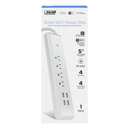 Feit Electric Power Strip, Smart, USB, 5 ft, White POWERSTRIP/WIFI